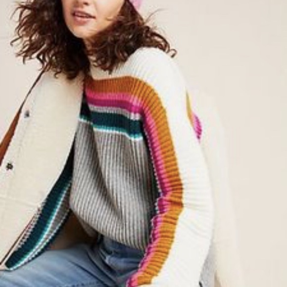 Anthropologie Sophie Rainbow Stripe Sweater Sm - Picture 3 of 12